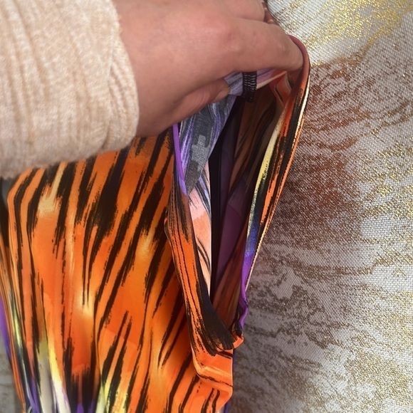 Bongo Women’s Orange/Purple Static Strip Print Maxi Dress Size L - Picture 6 of 16